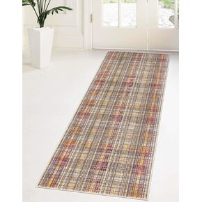 Unique Loom Deepa Collection Area Rug - Tartan (Runner 2' 0" x 6' 0", Multi/ Blue)
