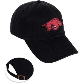 Desert Cactus University of Arkansas Baseball Hat Razorbacks U of A Hogs Brimmed Embroirderd Hats Cap Adjustable Cloth Strap Adult (Style B1) Black