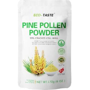 ECO-TASTE Pine Pollen Powder 6 Ounce, Wild Harvested - Pinus Tabuliformis， 99% Cracked Cell Wall