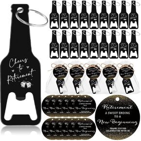 Maxcheck 25 Sets Retirement Party Favors for Guests Cheers to Retirement Bottle Opener Keychain Bulk with Thank You Tags Organza Bags Retirement Party Thank You Gift Idea Souvenirs
