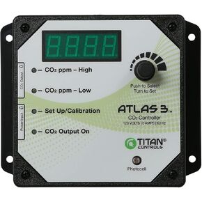 Titan Controls Day/Night Carbon Dioxide (CO2) Monitor & Controller w/ Photocell, 120V - Atlas 3