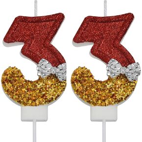 33rd Birthday Candles, Gold 33 Year Old Number Birthday Candles, Happy Birthday Party Cake Topper Decoration Gifts for Women Men