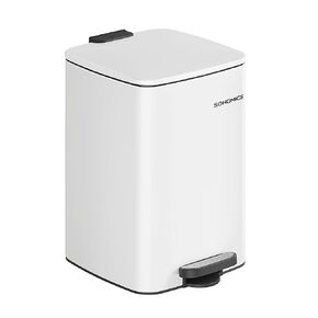 SONGMICS Kitchen Trash Can, 8-Gallon (30 L) Trash Bin, Stainless Steel Garbage Can, with Inner Bucket, Soft Close and Stays Open, Metallic Silver ULTB593E01