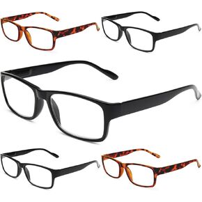 Gaoye 5-Pack Reading Glasses Blue Light Blocking,Spring Hinge Readers for Women Men Anti Glare Filter Lightweight Eyeglasses (I1 turtle mix, 0.5x)
