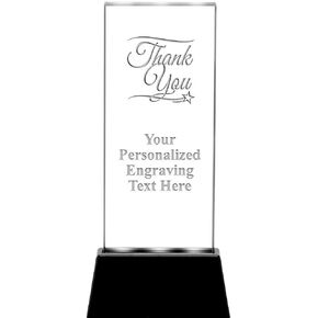 7.5" Thank You Radianz Light Up Crystal, Personalized Thank You Crystal Trophy, Custom Engraving Included, Prime