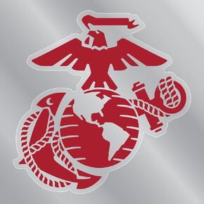 Red USMC Eagle Globe and Anchor Logo Back Static Cling by Magnet America is 4.9" x 4.75" Made for The Inside of Windows