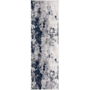 SAFAVIEH Adirondack Collection Runner Rug - 2'6" x 14', Navy & Grey, Modern Abstract Design, Non-Shedding & Easy Care, Ideal for High Traffic Areas in Living Room, Bedroom (ADR134N)