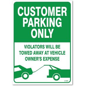 AX Signs Customer Parking Only Sign, Large 10 x 14 Inch Vinyl Sticker, Indoor and Outdoor Use, Rust Free, UV Protected, Waterproof, Self Adhesive