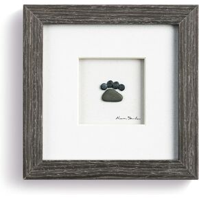 DEMDACO Sharon Nowlan Paws Are Forever Gray 6 x 6 Inch Stone and Glass Framed Tabletop or Wall Art