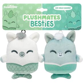 TeeTurtle Plushiverse - Plushmates Besties Keychain Set - Myths and Cryptids - Cute Kawaii Brown Bigfoot and White Yeti - Plush Keychains That Hold Hands