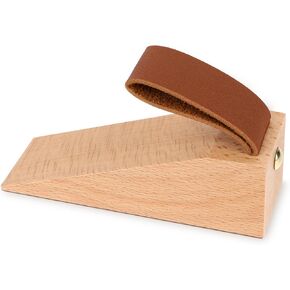 Wood Door Stopper Wooden Door Stopper for Bottom of Door Solid Non-Slip Security Door Wedges with Leather Strap for Hanging Door Stopper Fit for House Bedroom Office Living Room Hotel