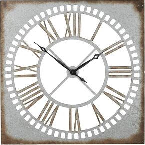 Deco 79 Metal Wall Clock with Distressing, 36" x 2" x 36", Gray