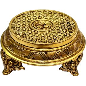 eSplanade Brass Decorative Round Pooja God Stool | Brass Chowki | Home Decor Sitting Table - 7" Inches
