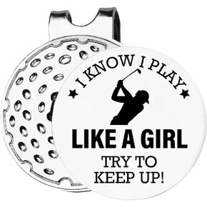 Golf Gifts for Girl Women Golfers, Play Like a Girl Golf Ball Marker Gifts, Golf Lover Golf Ball Marker Magnetic Hat Clip, Golf Novelty Gift for Women Birthday Christmas