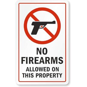 SmartSign (Pack of 1) “No Firearms Allowed on Property" Glass Door Decal | 8"x5" Polyester, Red, Black and White, Made in USA