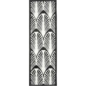 Unique Loom Metro Collection Modern Art Deco Coastal Shell Area Rug, 2 x 13 ft, Black/Ivory