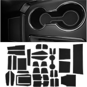 CupHolderHero fits Chevy Traverse Accessories 2018-2023 Premium Custom Interior Non-Slip Anti Dust Cup Holder Inserts, Center Console Liner Mats, Door Pocket Liners 30pc Set (Red Trim)