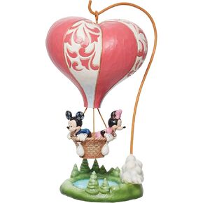 Enesco Disney Traditions by Jim Shore Mickey and Minnie Mouse in Heart-Shaped Air Balloon Figurine, 10.75 Inch, Multicolor