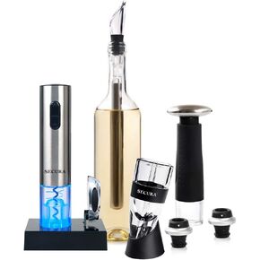 Secura 12-Piece Wine Accessories Set Electric Wine Opener, Wine Foil Cutter, Wine Aerator, Wine Saver Vacuum Pump and 2 Wine Stoppers
