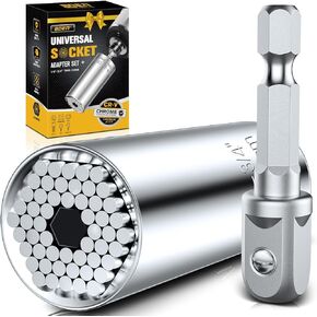 boen Super Universal Socket Tool Set Gifts for Men | Self-adjusting Fits (7mm-19mm) with Power Drill Adapter | Christmas Fathers Day Ideal Gift Stocking Stuffers for Dad, Husband, Handyman, Boyfriend