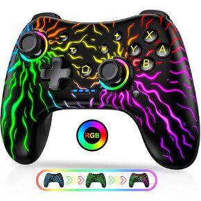 AIfasterfly Wireless Switch Controllers for Switch/Lite/OLED, Switch Pro Controller with Adjustable RGB Light, Vibration, Turbo, Wake-up, Screenshot, Compatible with Multi-Platform PC/IOS/Android
