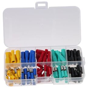 FEIYING 100PCS Bullet Terminals Wire Connectors,Female/Male Bullet Crimp Terminals Connectors,5 Colors Bullet Butt Connectors