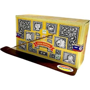 Govinda Incense Stick Holder Bundle with Satya Bangalore (BNG) Super Hit Yoga Ritual Incense Sticks - 12 Boxes x 15 Grams