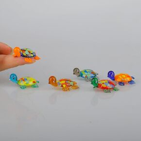 6pcs Hand Blown Glass Turtles Tortoise Sea Animal Sculpture Blown Glass Sea Turtle Figurines Miniature Turtle Decor Animals Collection Gifts