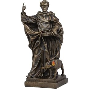 Ebros Religious Catholic Priest Saint Dominic of Osma with Hound Dog Statue Patron of Astronomers Founder of Dominican Order Rosary of Mary Home Decor Inspirational Altar Figurine