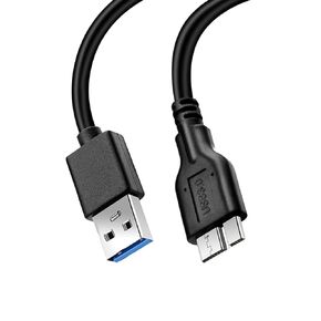 Micro B Cable, 1ft USB 3.0 A Male to Micro USB 3.0 Sync Cord,Data Wire for Samsung, My Passport and More External Hard Drive(Black)