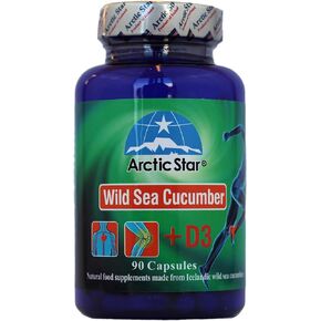 Arctic Star - Sea Cucumber with Vitamin D3 Capsules, Pure Icelandic Wild Caught Sea Cucumber Extract & D3 Supplement Pills - Cucumaria Frondosa 北极星海参+D3胶囊 (90 Capsules, 400mg) 1Bottle