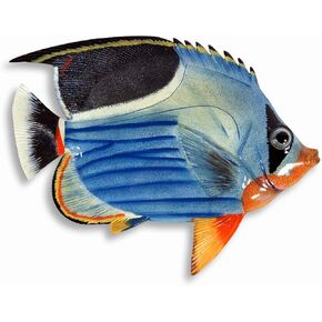 Hand Painted Tropical Fish Blue Wave 8" Replica Wall Mount Decor Plaque