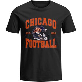 Chicago City T-Shirt for Men Short Sleeve Vintage Printed Apparel Tshirt Football Sports for Adult