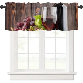 Valance Curtain for Kitchen,Cheese Wine Grape Window Valance for Living Room Scroll,Rod Pocket Valances for Bedroom Decor,Window Treatment Valance 1 Panel 18" x 54"