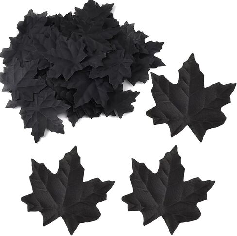 50 قطعة من أوراق القيقب الصناعية السوداء من VASANA لأوراق الخريف المزيفة لتزيين الطاولة المركزية لحفلات الزفاف وعيد الشكر وديكور الهالوين in Kuwait