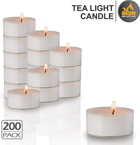 Ner Mitzvah Tea Light Candles - 100 Bulk Pack - White Unscented Tealight Candles in Clear Cup - Long Burning - 4.5 Hour in Saudi Arabia