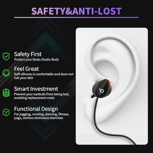 WOFRO Anti-Lost Strap for Beats Studio Buds, Sports Anti-Slip Soft Silicone Lanyard Accessories Compatible with Beats Studio Buds Bluetooth Headphones Neck Rope Cord (Red) in Saudi Arabia