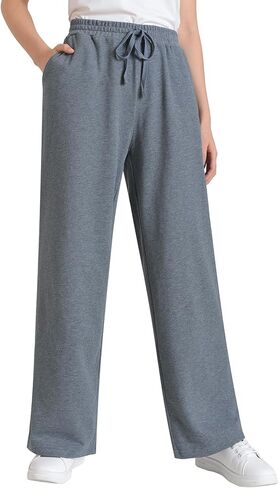 Weintee Women's Wide Leg Cotton Sweatpants with Pockets in Kuwait
