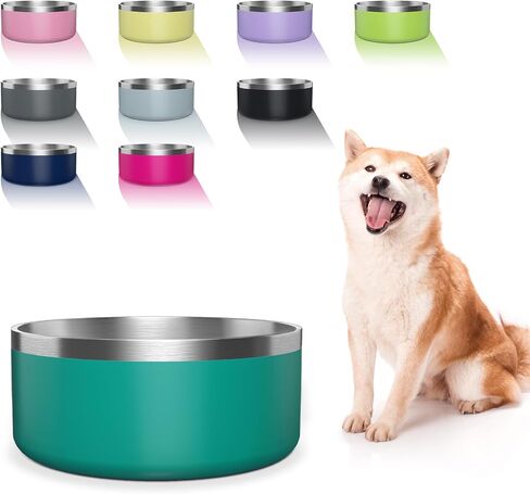 Stainless Steel Dog Bowls Large Breed, Large Dog Water Bowl with Non-Slip Rubber, Dog Food Bowl for Large Dogs, Double Wall Metal Dog Bowls Medium Sized Dog, Durable Dog Dish, Dishwasher Safe 64oz in Saudi Arabia