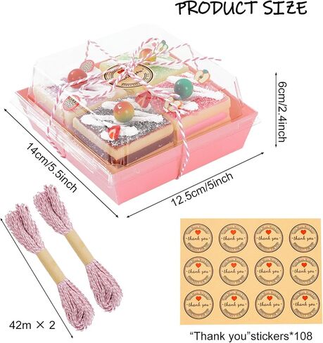 Whaline 100 Pack Charcuterie Boxes with Clear Lids To Go Paper Mini Charcuterie Box Disposable Food Containers Bakery Boxes with Stickers and Twine for Sandwich Cookie Sushi Cake Slice Strawberries in Saudi Arabia