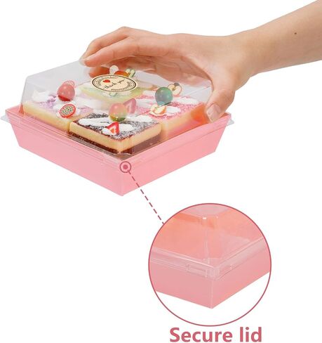 Whaline 100 Pack Charcuterie Boxes with Clear Lids To Go Paper Mini Charcuterie Box Disposable Food Containers Bakery Boxes with Stickers and Twine for Sandwich Cookie Sushi Cake Slice Strawberries in Saudi Arabia