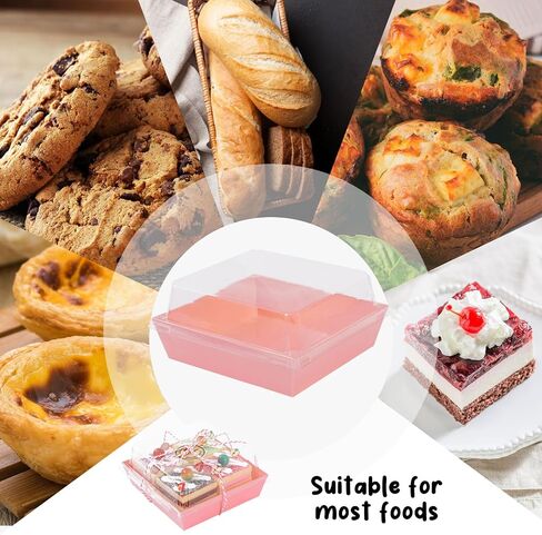 Whaline 100 Pack Charcuterie Boxes with Clear Lids To Go Paper Mini Charcuterie Box Disposable Food Containers Bakery Boxes with Stickers and Twine for Sandwich Cookie Sushi Cake Slice Strawberries in Saudi Arabia