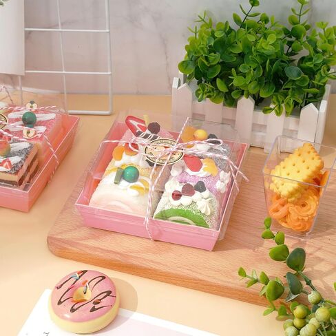 Whaline 100 Pack Charcuterie Boxes with Clear Lids To Go Paper Mini Charcuterie Box Disposable Food Containers Bakery Boxes with Stickers and Twine for Sandwich Cookie Sushi Cake Slice Strawberries in Saudi Arabia