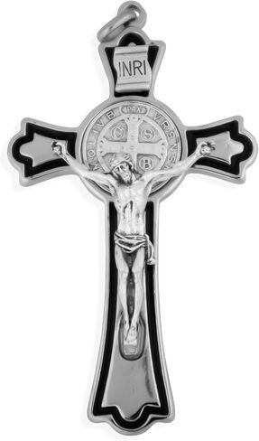 Large Saint Benedict Cross with Black Enamel Inlays (Latin Style, Silver Cross) in Saudi Arabia