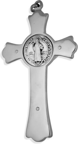 Large Saint Benedict Cross with Black Enamel Inlays (Latin Style, Silver Cross) in Saudi Arabia