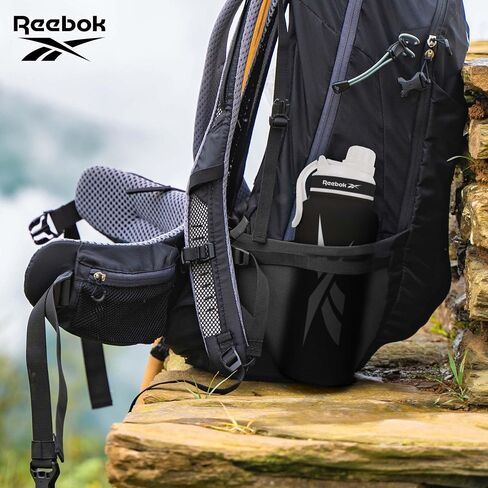 Reebok Stainless Steel Water Bottle With Straw Cap & Athletic Design - 32 oz - Double Wall Vacuum Insulated Sports Water Bottle With Straw, BPA Free (Grey with White Vector) in Saudi Arabia