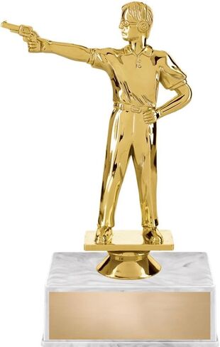 Crown Awards Civilian Pistol Trophy, 6.5" Civilian with Pistol Trophy On White Luxury Trophy Base in Saudi Arabia