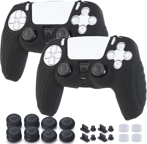 Grips Protective Skins Cover for PS5 Controller x 2(Clear White) with Thumb Grips x 8, Plugs x 8, Anolog Protectors x 4 in Saudi Arabia