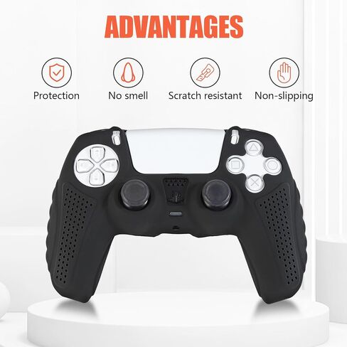 Grips Protective Skins Cover for PS5 Controller x 2(Clear White) with Thumb Grips x 8, Plugs x 8, Anolog Protectors x 4 in Saudi Arabia