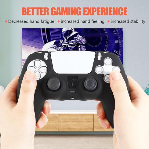Grips Protective Skins Cover for PS5 Controller x 2(Clear White) with Thumb Grips x 8, Plugs x 8, Anolog Protectors x 4 in Saudi Arabia